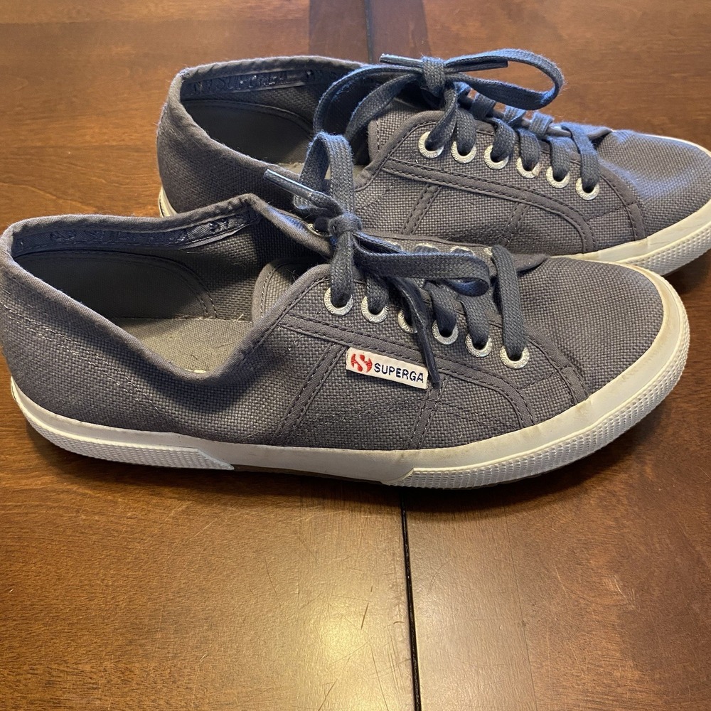 Superga Lace Up Platform Athletic Canvas Gray Women's Sneakers Size 8 Fairy